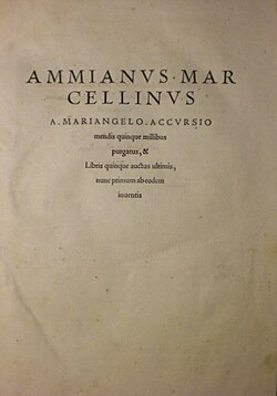 Ammianın kitabının başlığı (Auqsburq,1533-cü il)