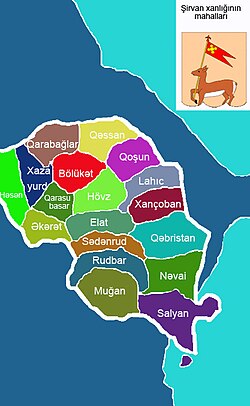 Şirvan xanlığının mahalları. 18-ci əsrin sonu